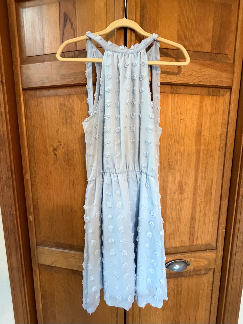 Light Blue Textured, Halter Top Sundress, Size S